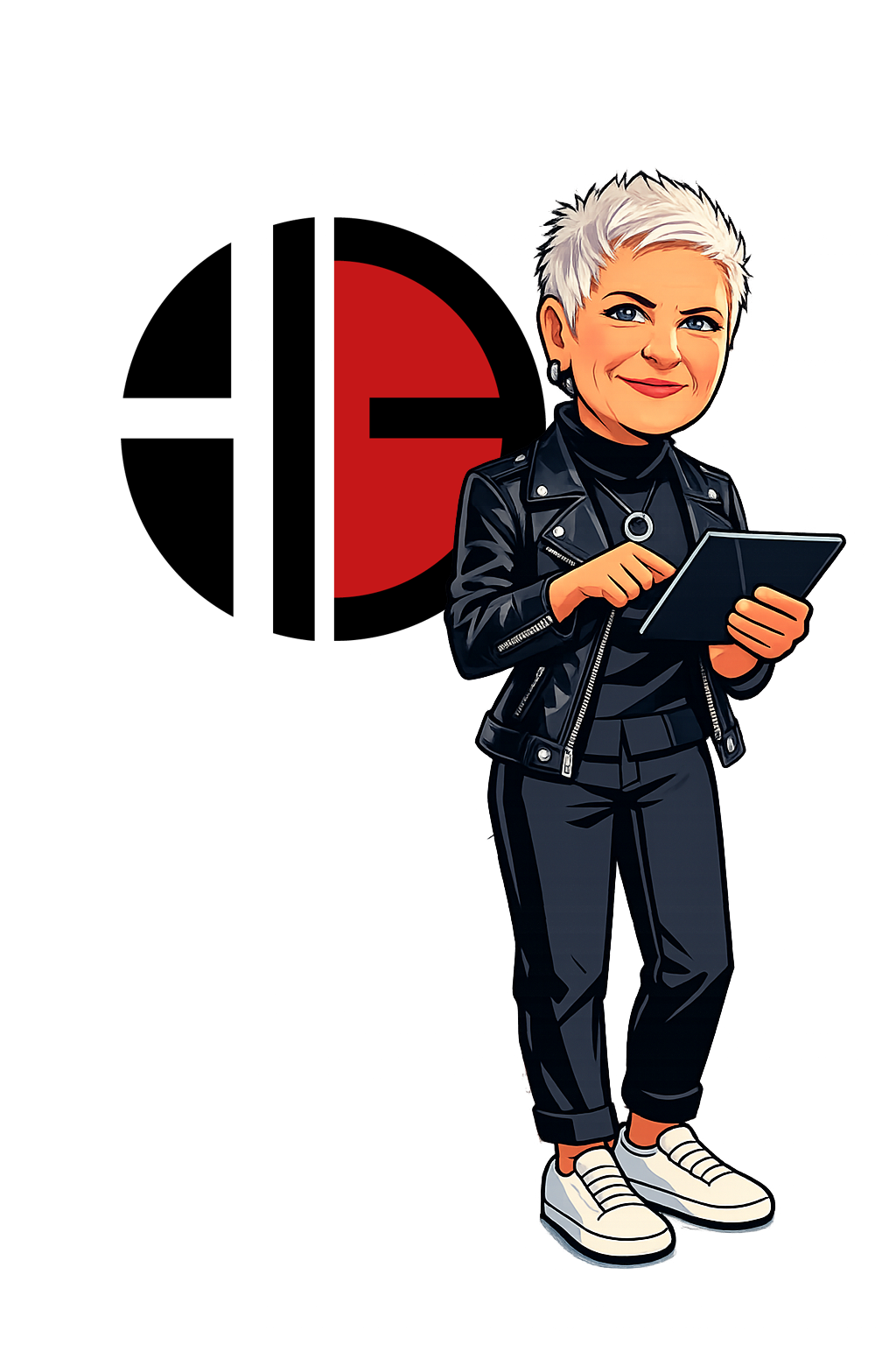 Illustration: Heike mit tablet